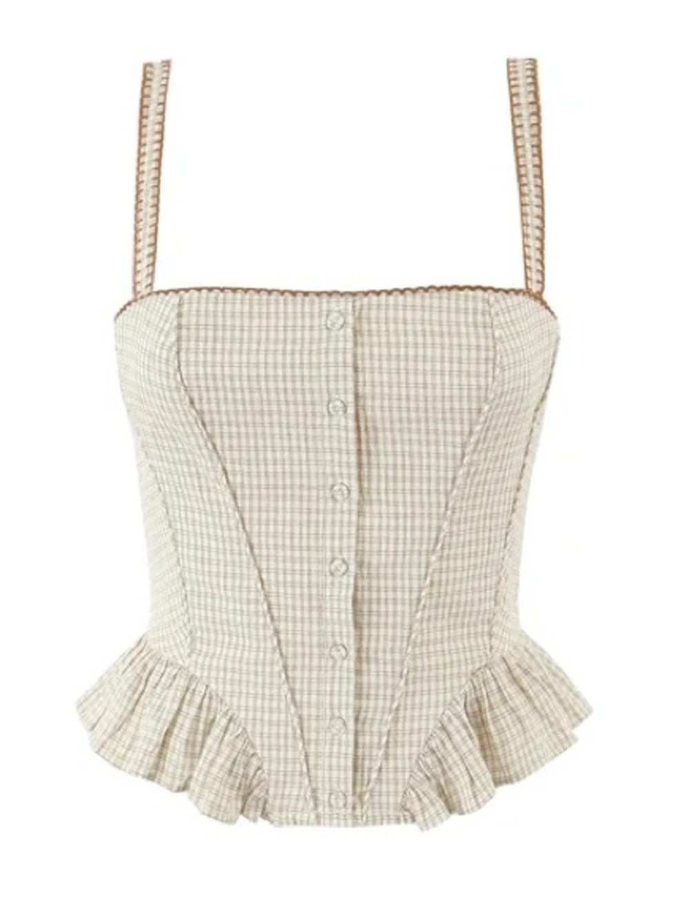 Zara Plaid Corset Style Tank in Tan and Brown